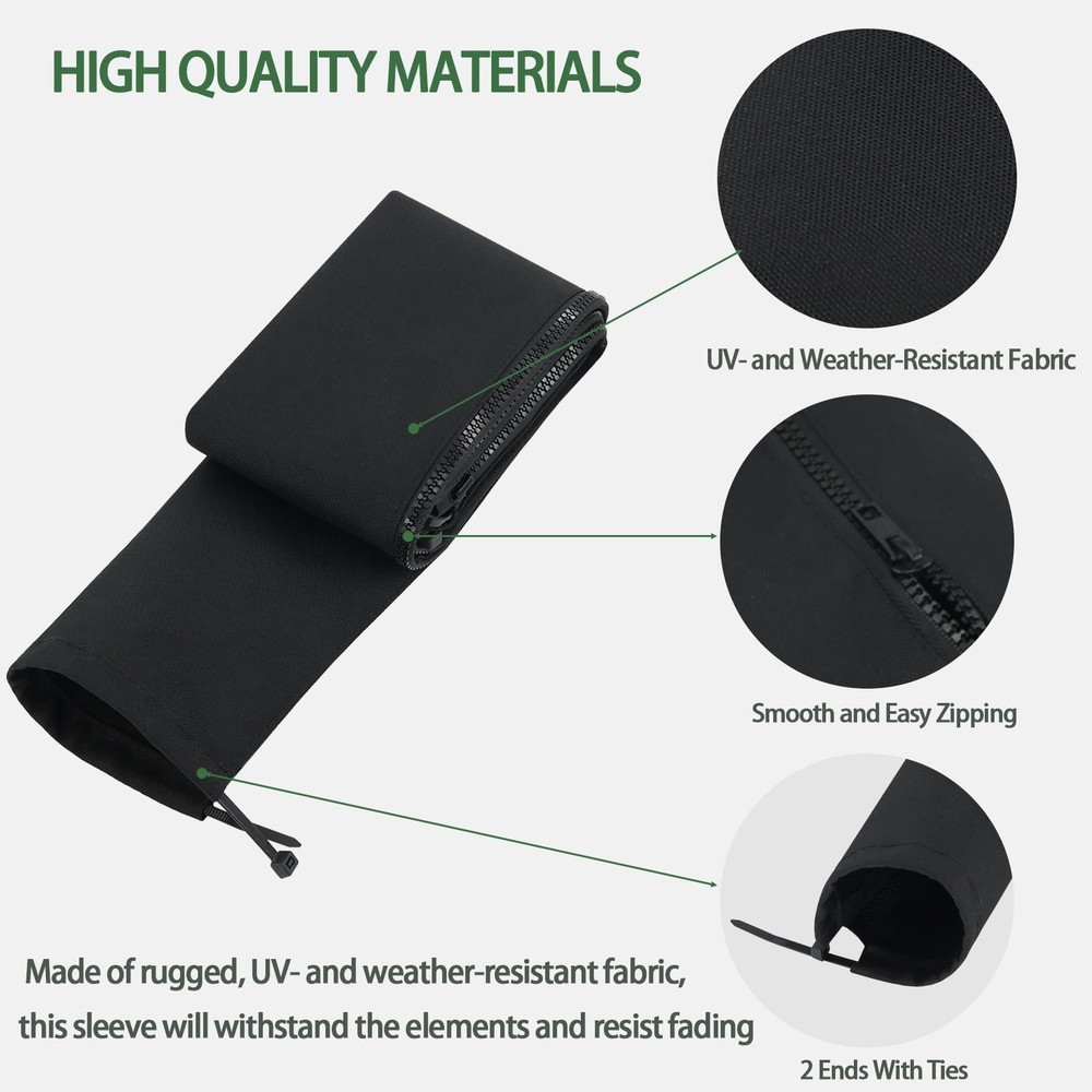 48" Boat Zippered Rigging Sleeve, Trolling Motor Cable Sleeve Wire Cable Prot...