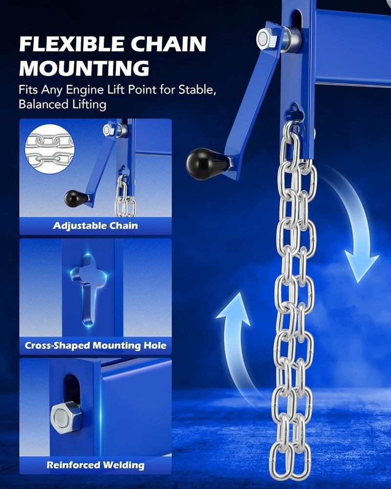 4000 lb Engine Hoist Load Leveler, 2 Adjustable Chains for Stable Engine Support