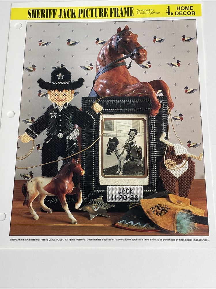 Annie's Attic Sheriff Jack Picture Frame Plastic Canvas Pattern