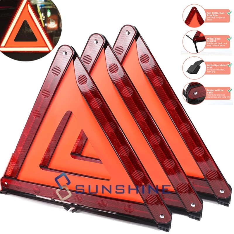 Emergency Warning Triangle Reflector Road Roadside Hazard Triangles Safety Sign