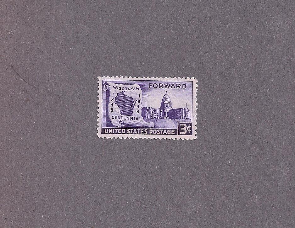 #957 Wisconsin Centennial Issue mint NHOG