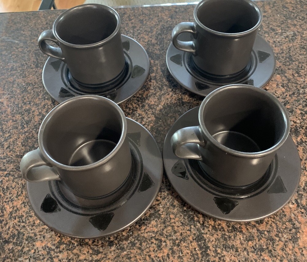 Pfaltzgraff Midnight Sun Set of 4 Cups & 4 Saucers