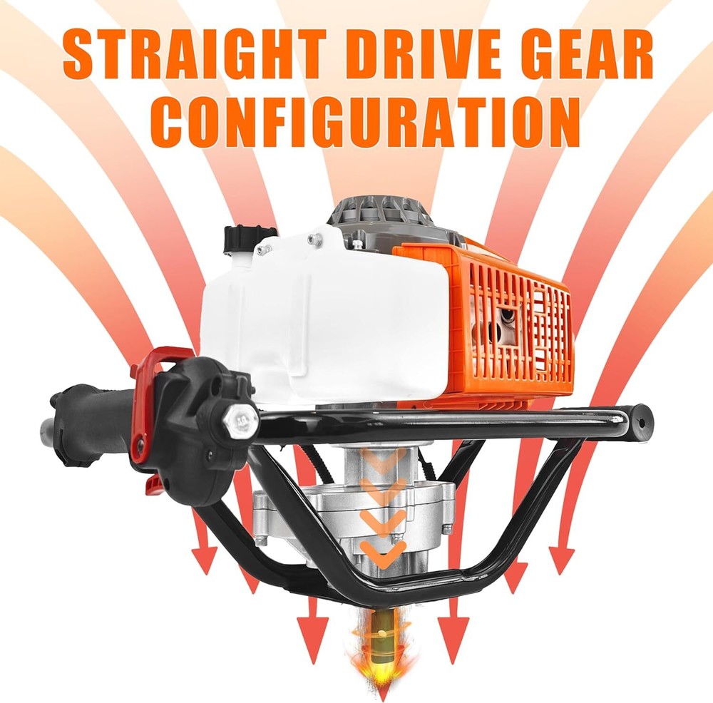 72cc 2-Stroke Gas Powered Post Hole Digger with 4" 6" 8" Earth Auger Drill Bits