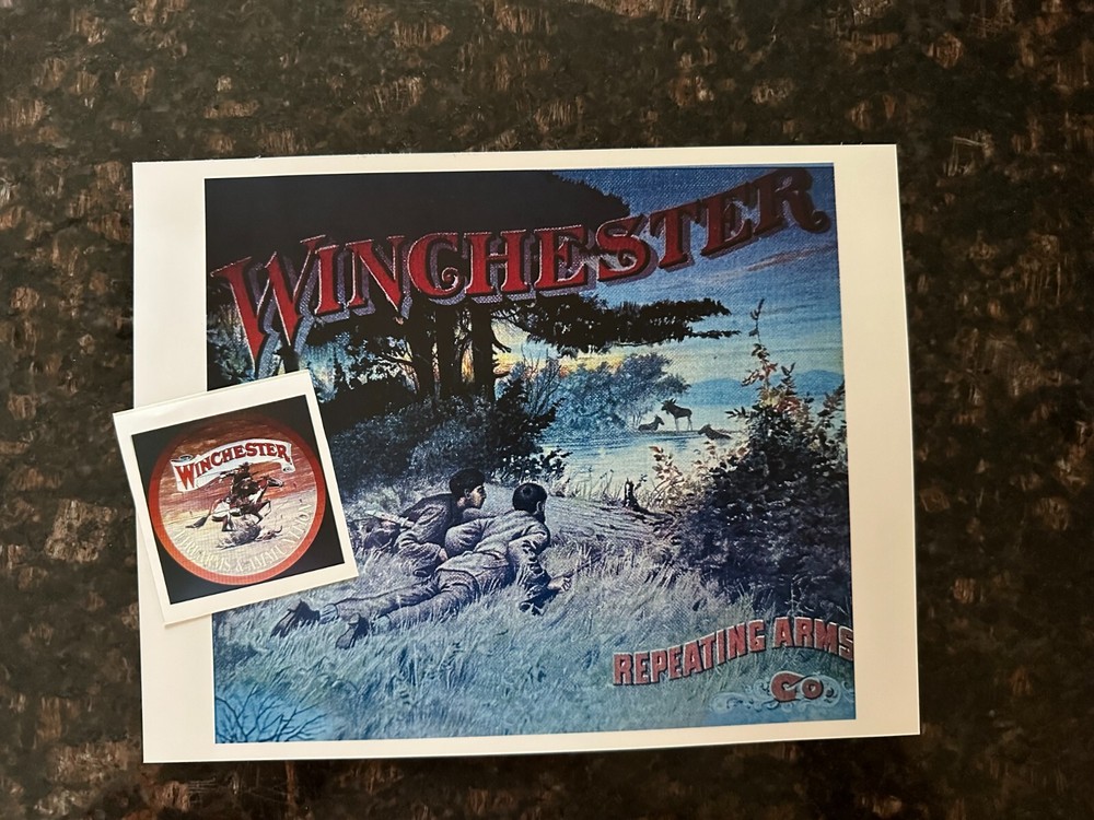 Winchester   Repeating Arms  Advertisement + Winchester Decal    #57
