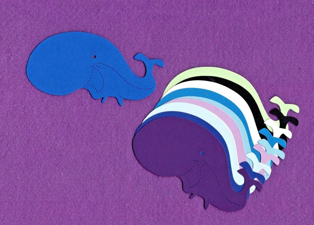 WHALE detailed die cuts scrapbook cards