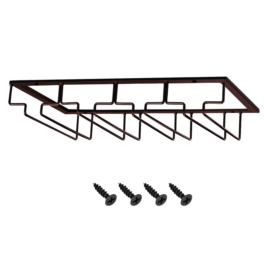 4 Rows Wine Glasses Rack Under Cabinet Stemware Rack for Cabinet Kitchen