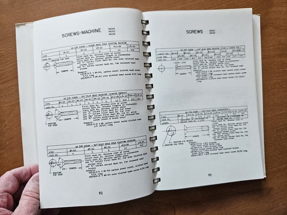 Aircraft Mechanics Specifications Handbook (1975 spiral Bound)