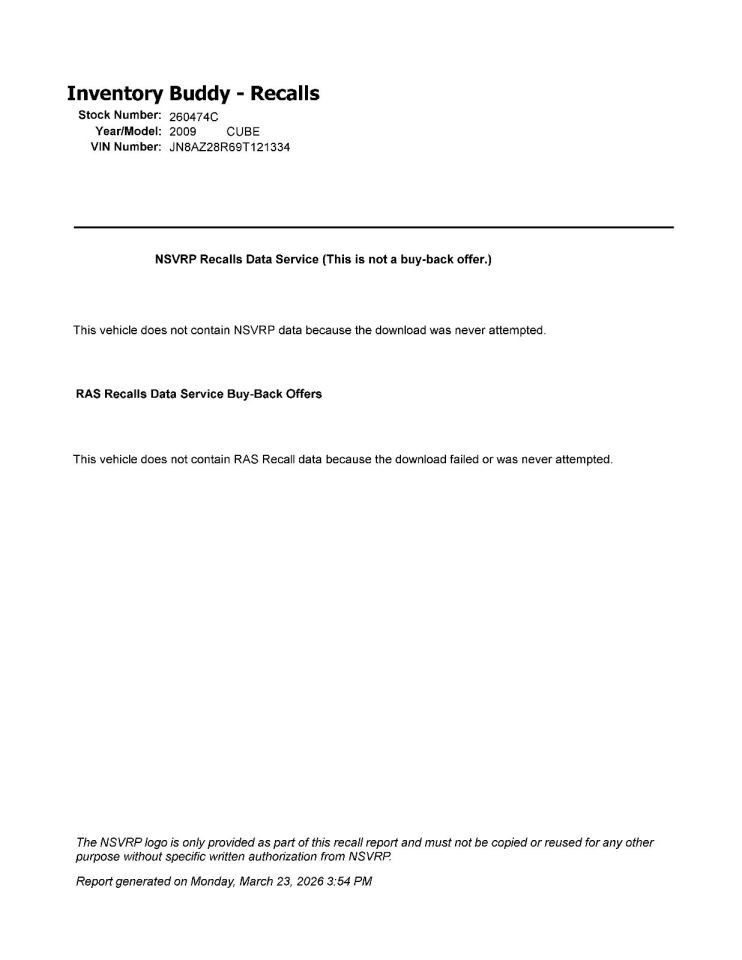 Starter Motor Fits 09 CUBE 2592347