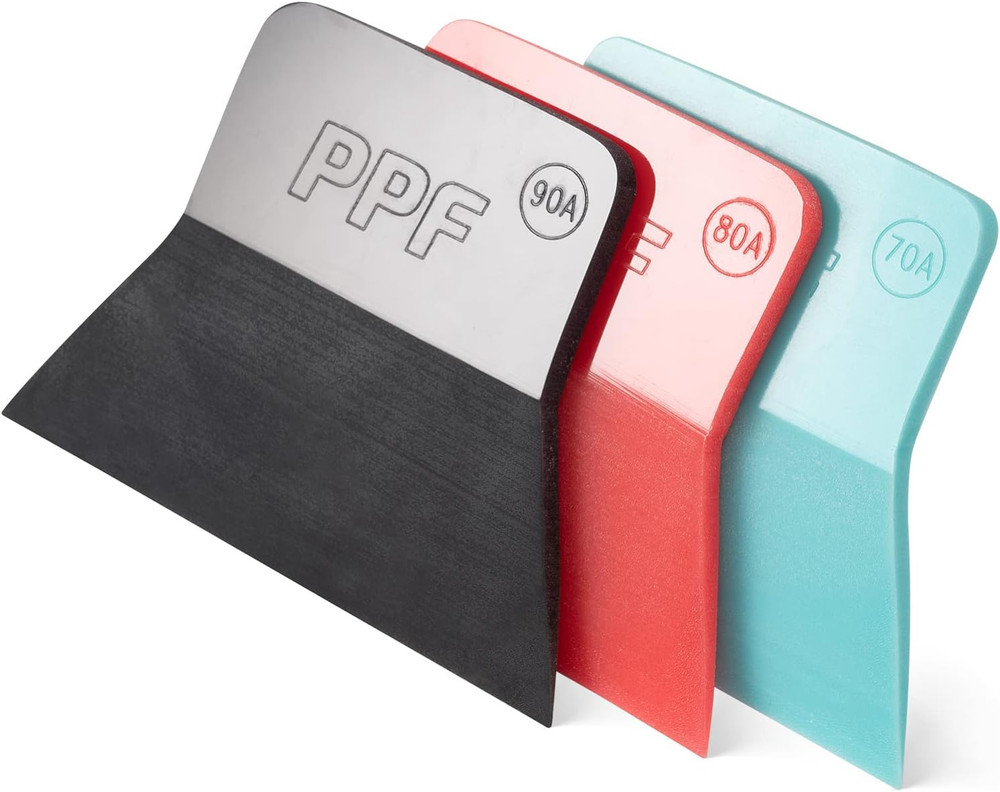 PPF Squeegee Vinyl Wrap Tool, 3 In 1 Different Hardness Anti-Scratch Rubber S...