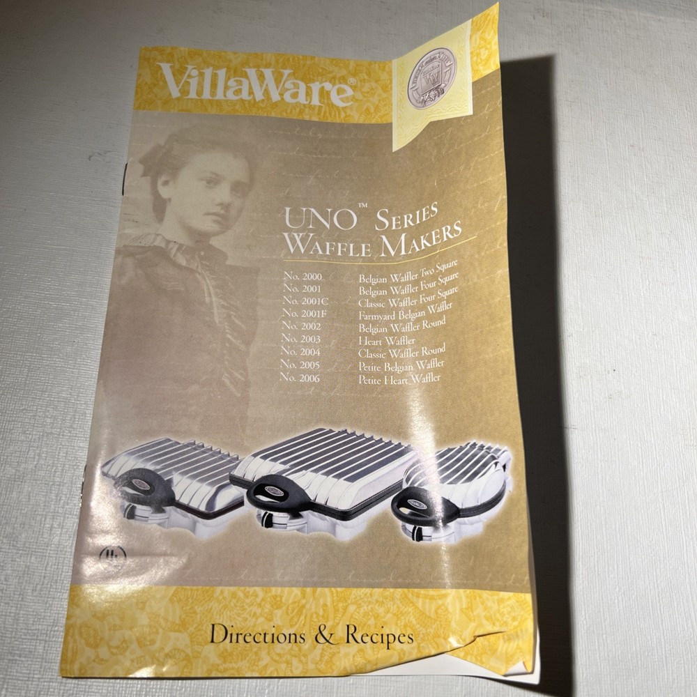 Vintage VillaWare UNO Belgian Waffle Maker Model 2002 New in Box