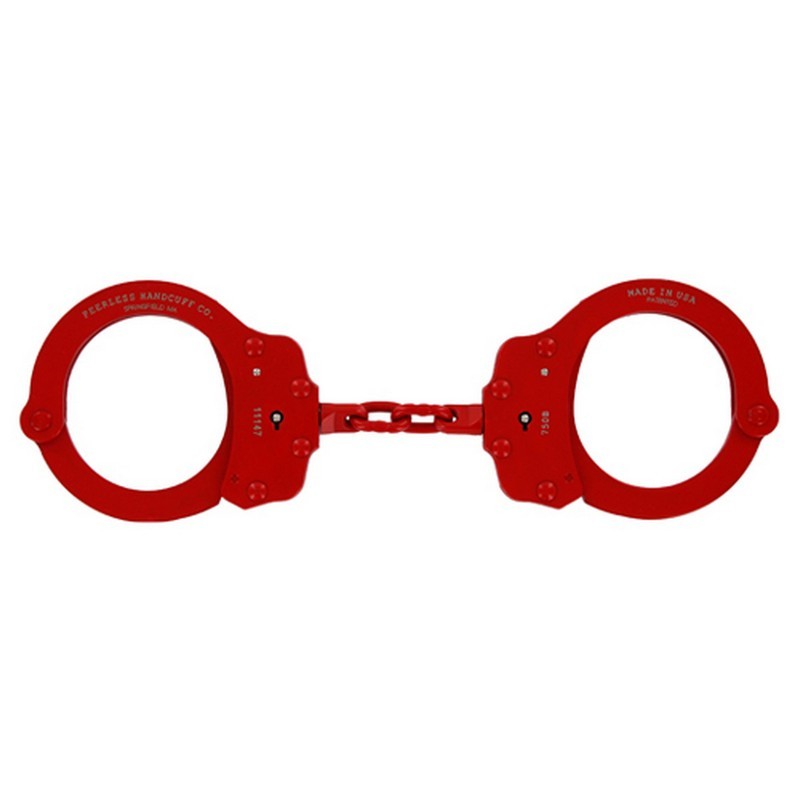 Peerless Model 750C Chain-Linked Colored Handcuffs & Keys 750R Cuffs, Red