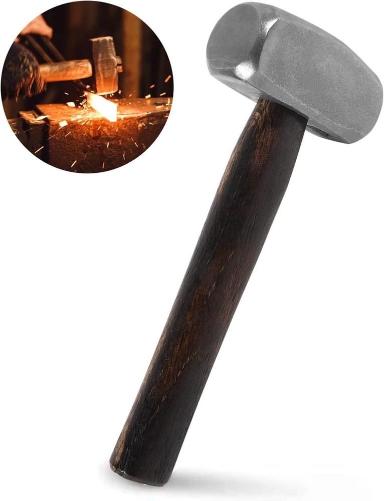 Blacksmith 3LB Handmade Forge Hammer for Farrier, Knife Maker, Forging Tool