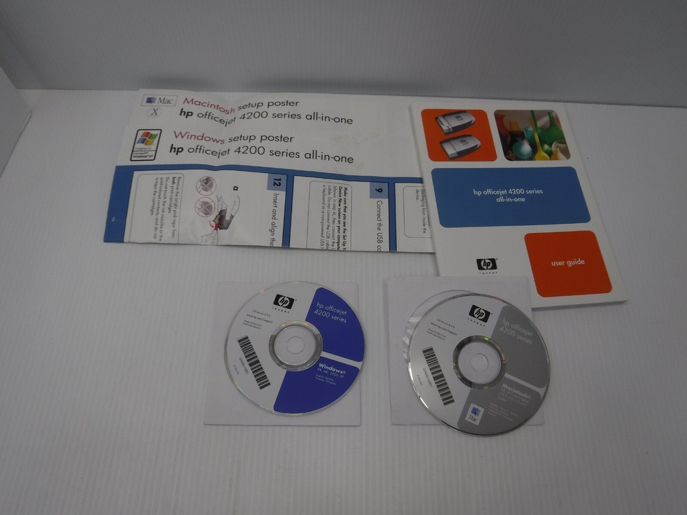 HP Officejet 4200 Series All In One User Guide Bundle - CDs, poster, Manual