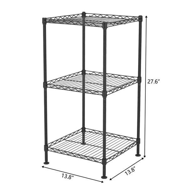 Black 3Tiers Black Wire Shelving Tower