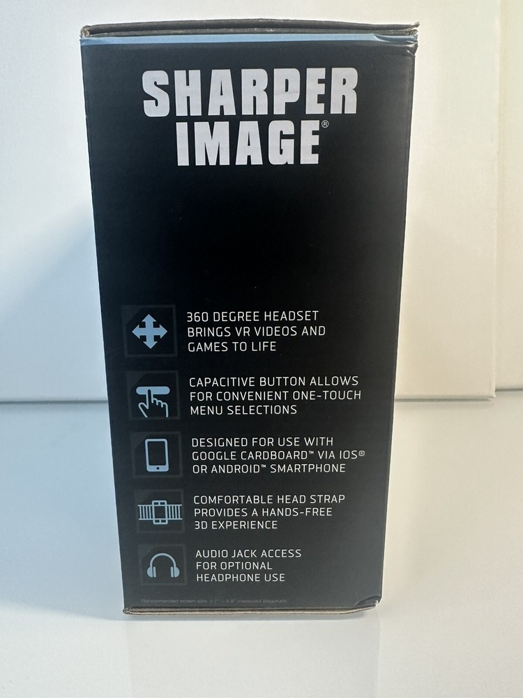 Sharper Image Virtual Reality Smartphone Viewer 360 Degree Headset VR BlackWhite