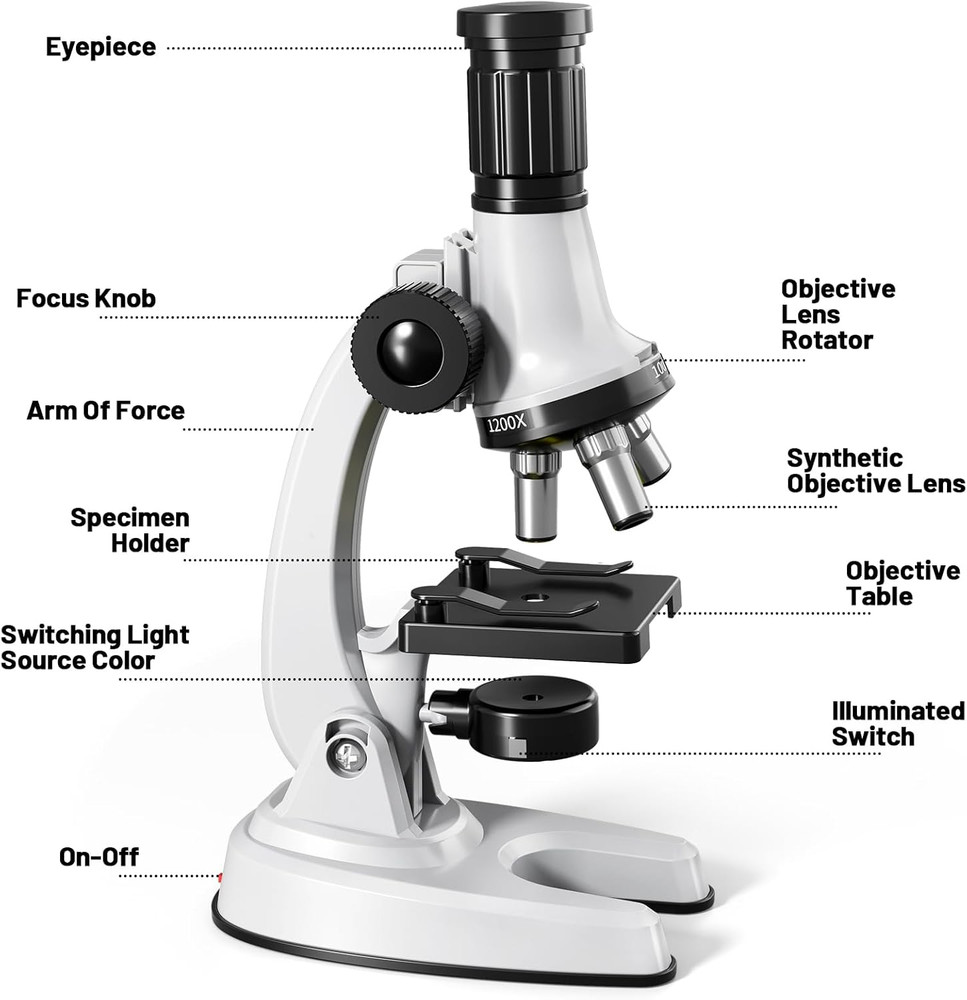 Microscope for Kids, 67 Pcs Kids Microscope Science Kit with 100X-1200X Microsc