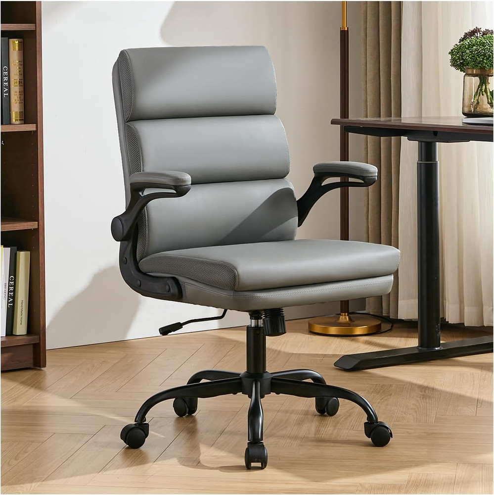 Office Chair Adjustable Desk Chair Mid Back Executive Comfortable Bonded Leather
