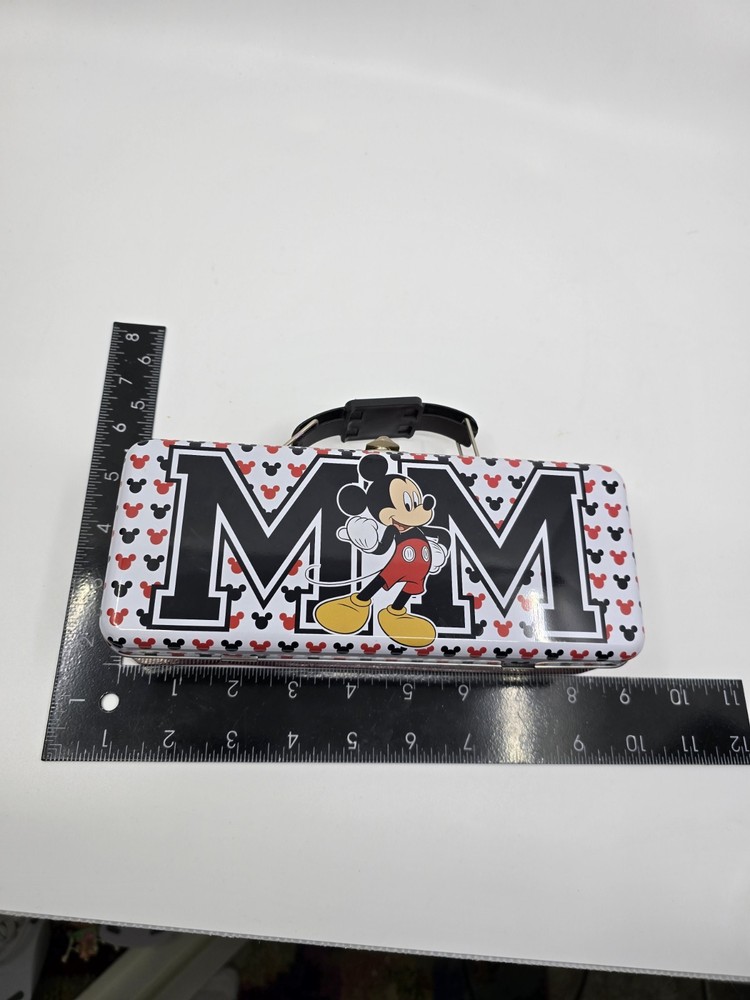 Disney Mickey Mouse Tin Tool Box with Handle Latch/Hinge Pencil Box Storage
