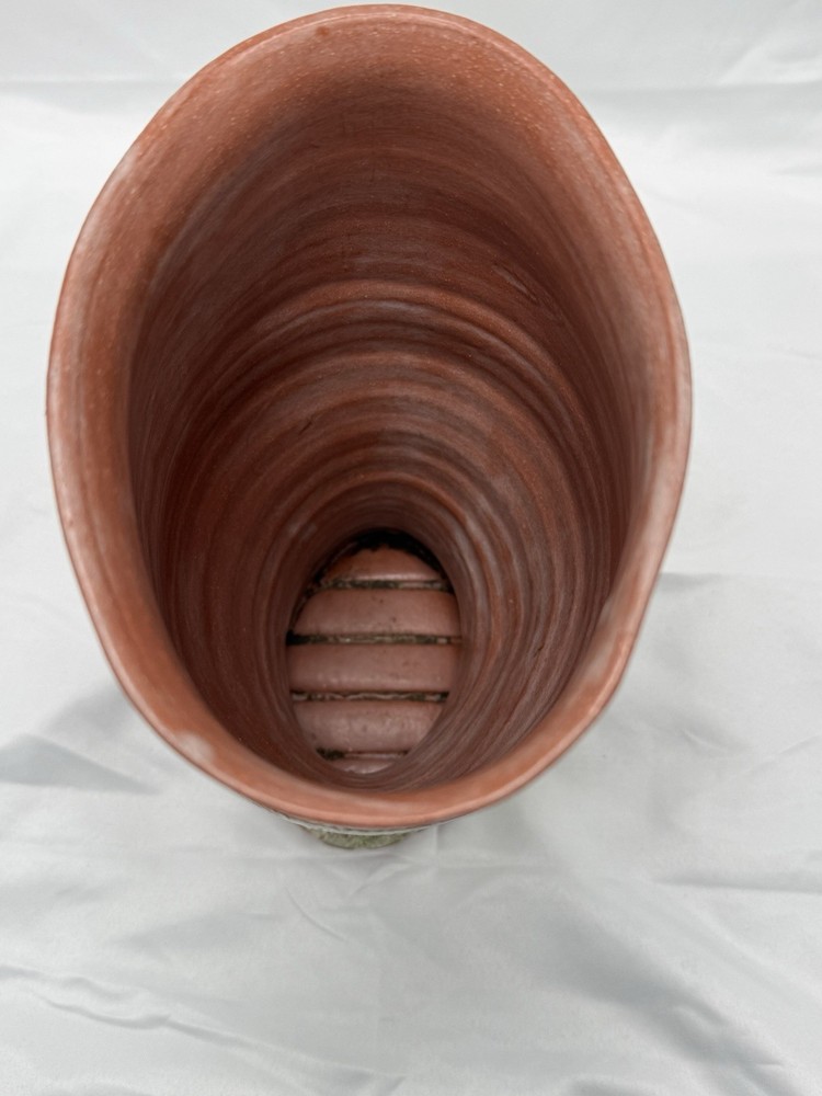 8inch Earthenware Vase With House Scene Marked