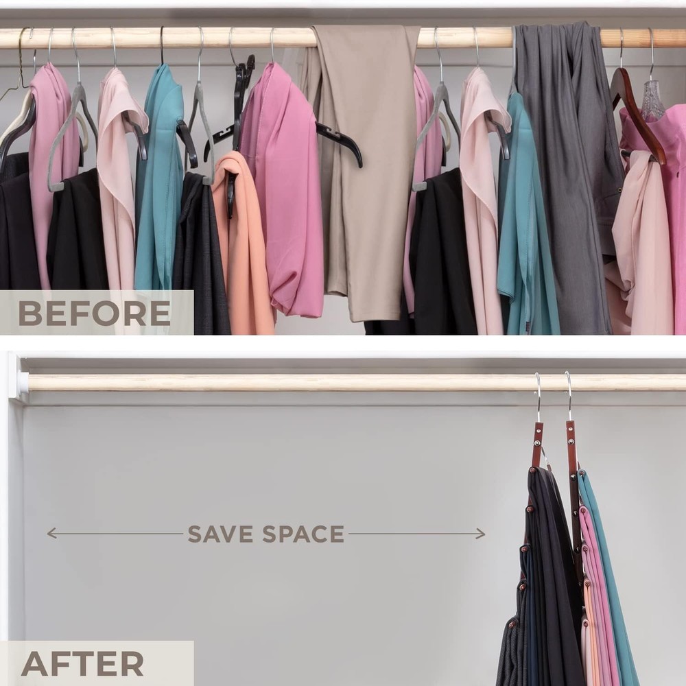 MORALVE Pants Hangers Space Saving - 2 Pack European 2 Pack, Mahogany