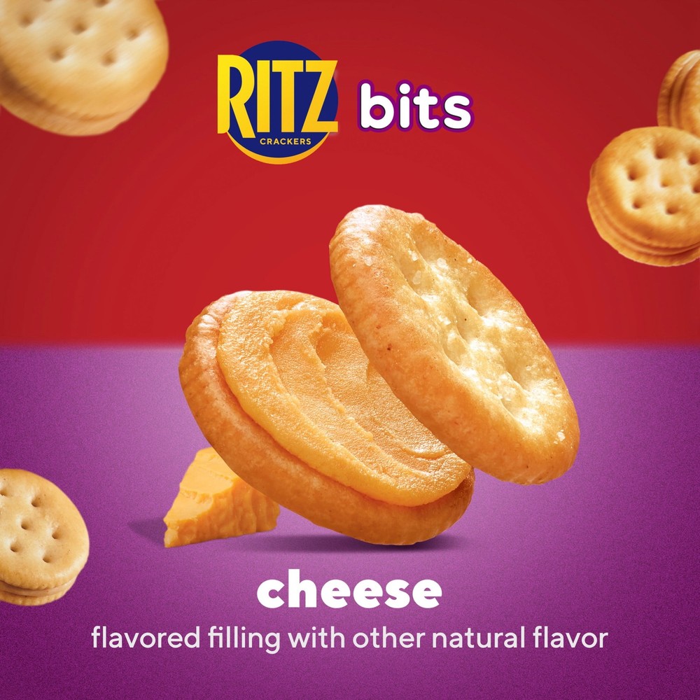 RITZ Bits Cheese Crackers, 10 Snack Packs - Lunch Snacks, Crispy Sandwich Style
