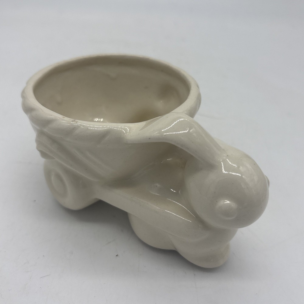 Easter Pottery Mid Century McCoy ? Unmarked Egg Basket Rabbit Planter