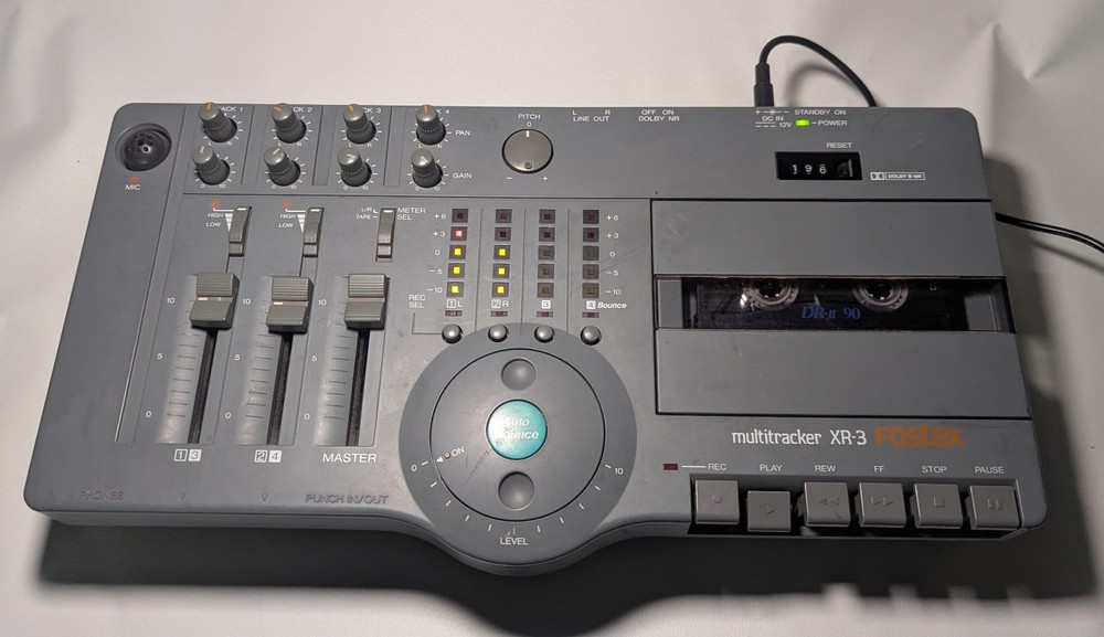 Fostex Multitracker XR-3 4-Track Cassette Recorder Built-in Mic Tested/Working!