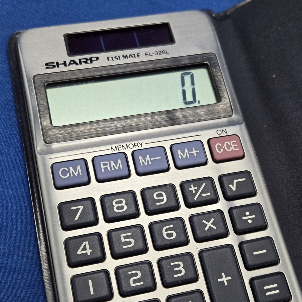 vintage solar calculator Lot 2 TI-36 Sharp EL 326L Retro Office Basic Math