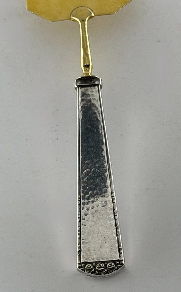 Antique German 800 Solid Silver & Vermeil Cake Server, Hammered Finish