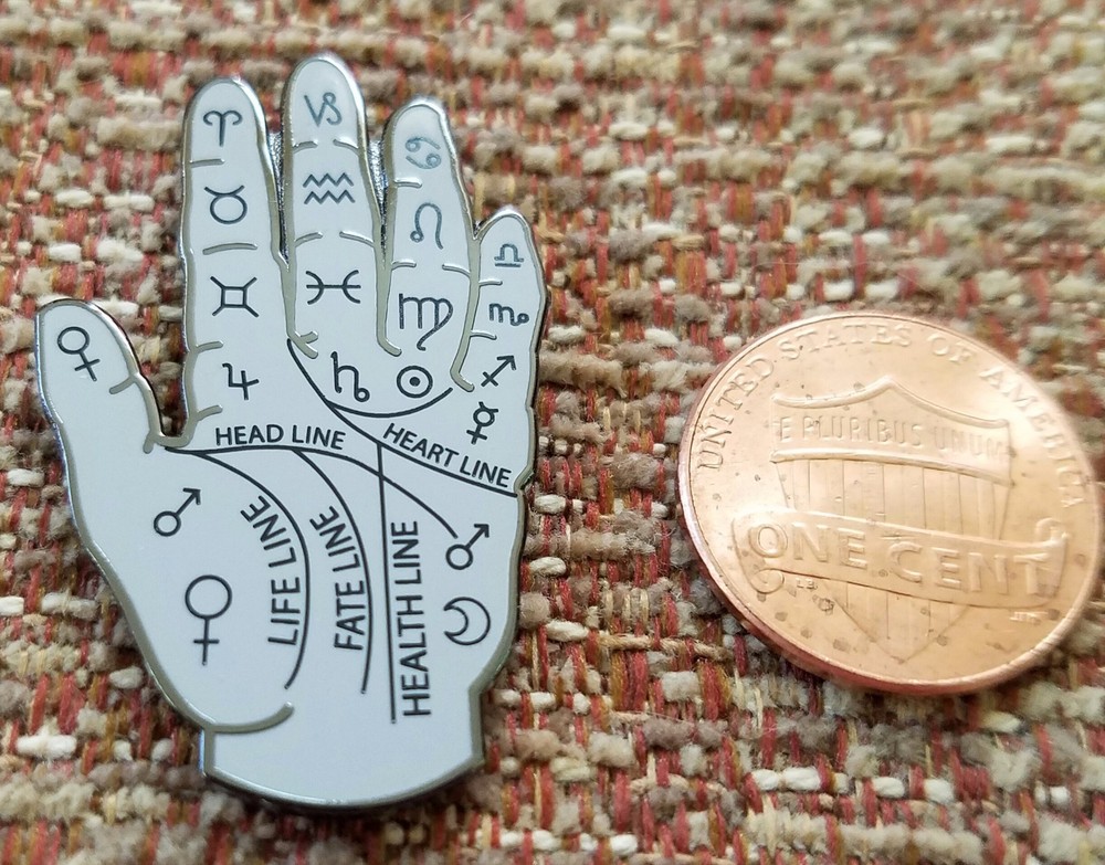 PALM READER MYSTIC HAND GRAY Lapel Pin
