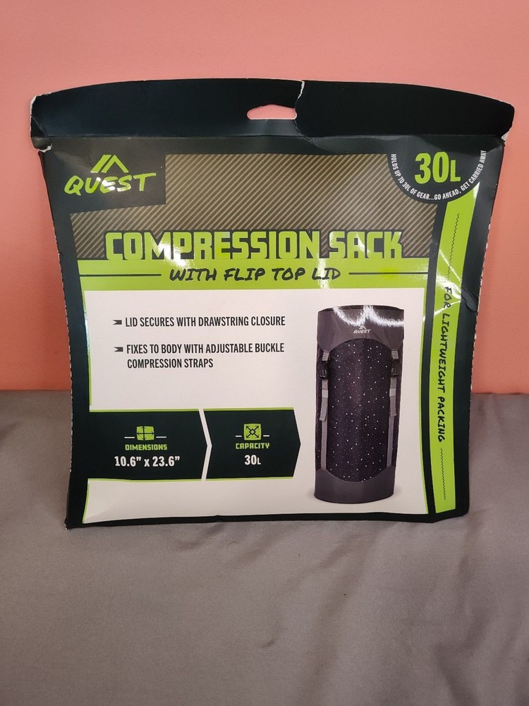 Quest Compression Pack Flip Top Lid 30L Black Gray