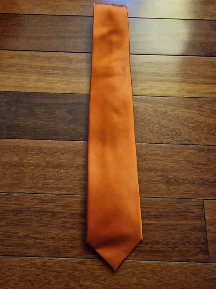 Classic Orange Solid Pattern Tie - Imported from Italy