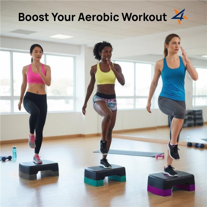 Versatile Workout Stepper for Cardio & Strength - Mini Step Platform with Risers