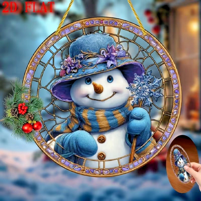 2D Flat Acrylic  Snowman  8" Window Sun catcher