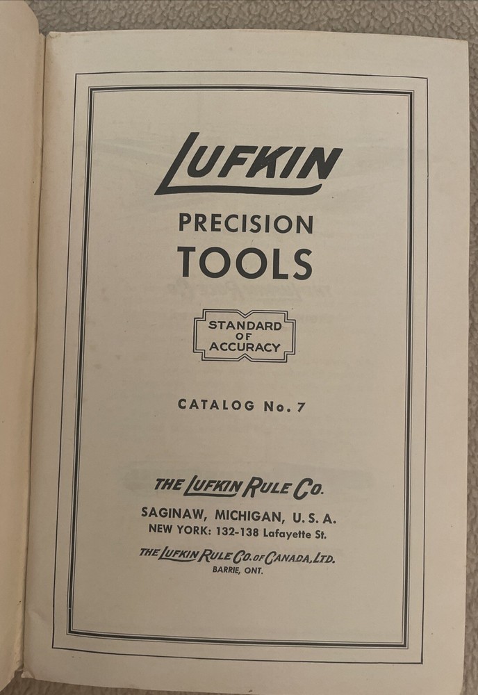 Vintage The Lufkin Rule Co. Precision Tool Catalog No. 7