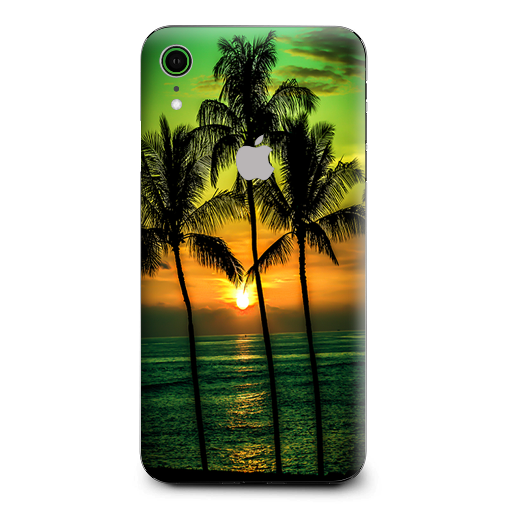 Skins Decal Wrap for Apple iPhone XR - Sunset Palm Trees Ocean