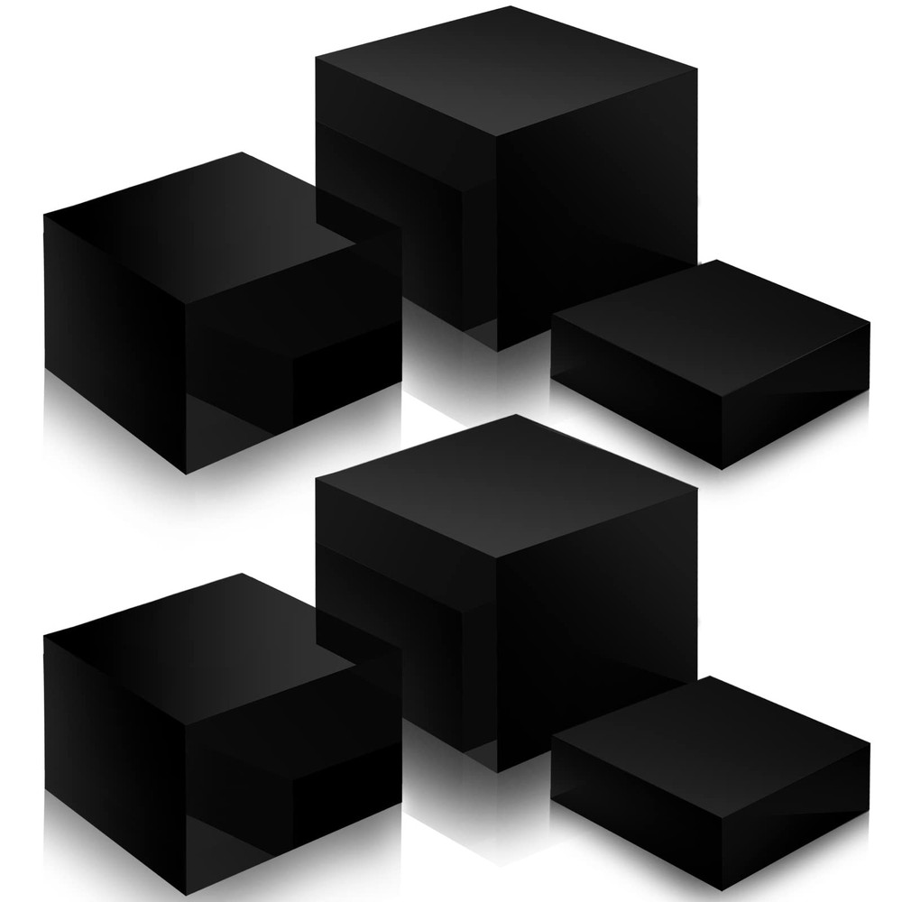 6 Pcs Acrylic Display Risers - Nesting Cubes 5 Sided with Hollow Bottoms Disp...