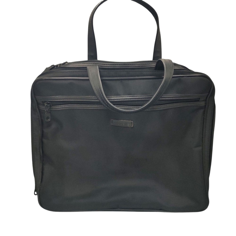 Modella Travel Bag Organizer Makeup Black Canvas Three Sections Multi Pockets