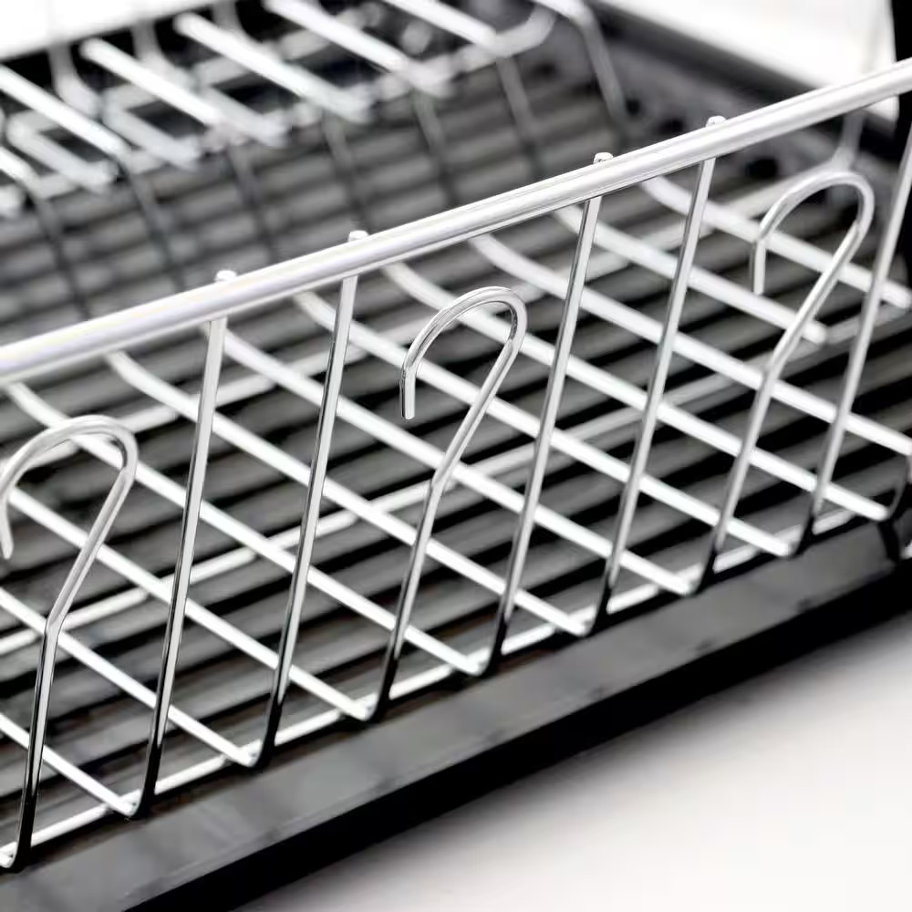 17.5 In. Black and Chrome Countertop Dish Rack