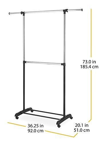 Organizador de ropa con perchero con ruedas ajustable