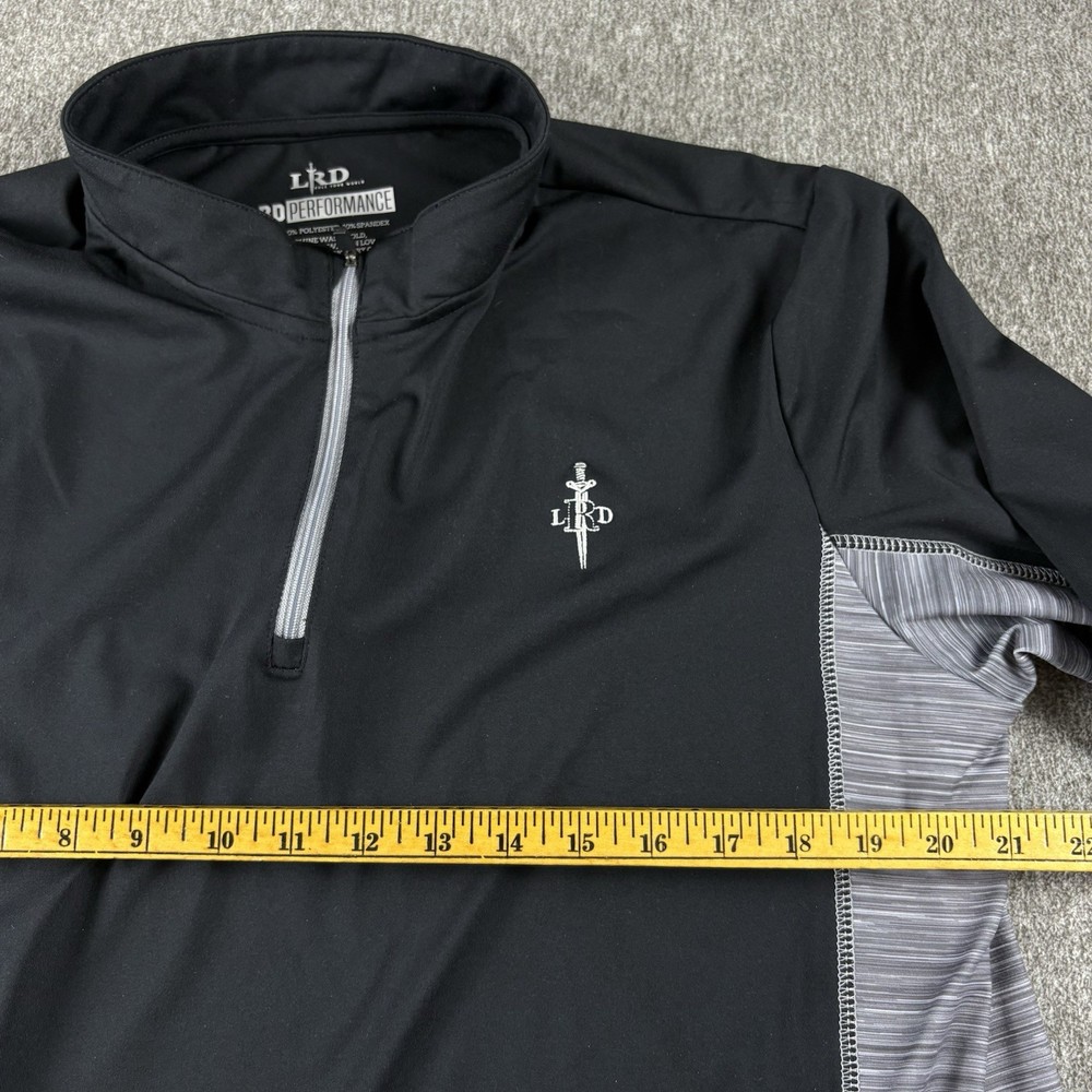 LRD Performance Mens Large Black Golf Pullover 1/4 Zip LS Shirt Stretch