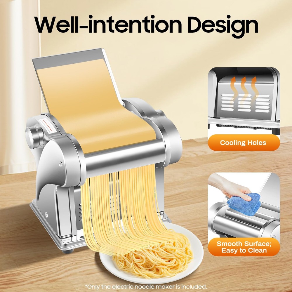 135W 110V Pasta Maker Machine, Two-Knife Electric Noodle Maker Machine Dough ...