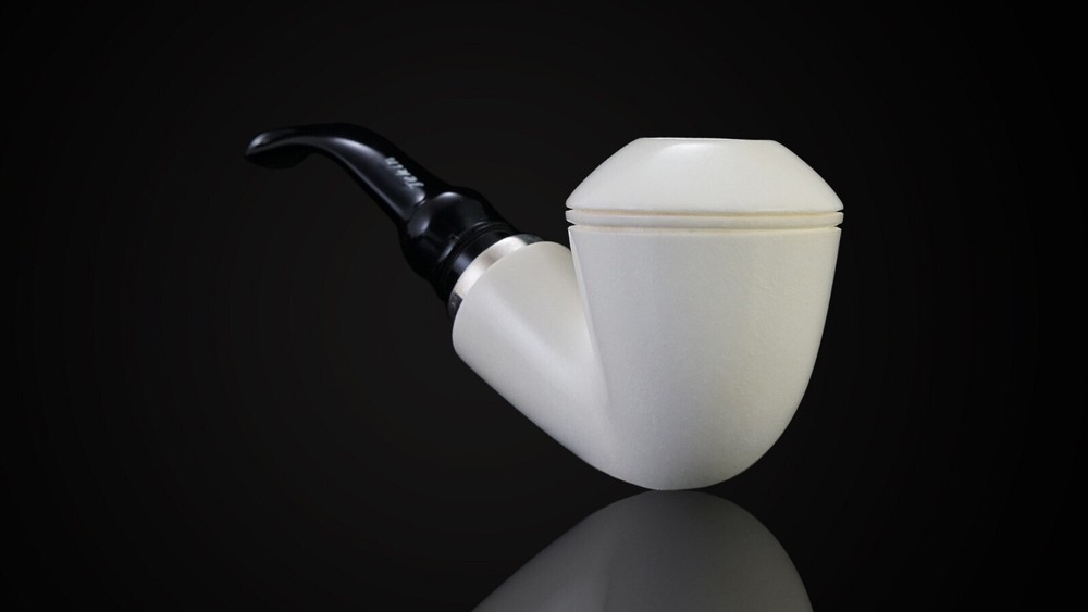 Smooth Rhodesian Pipe Reverse Calabash Block Meerschaum-NEW W CASE#552