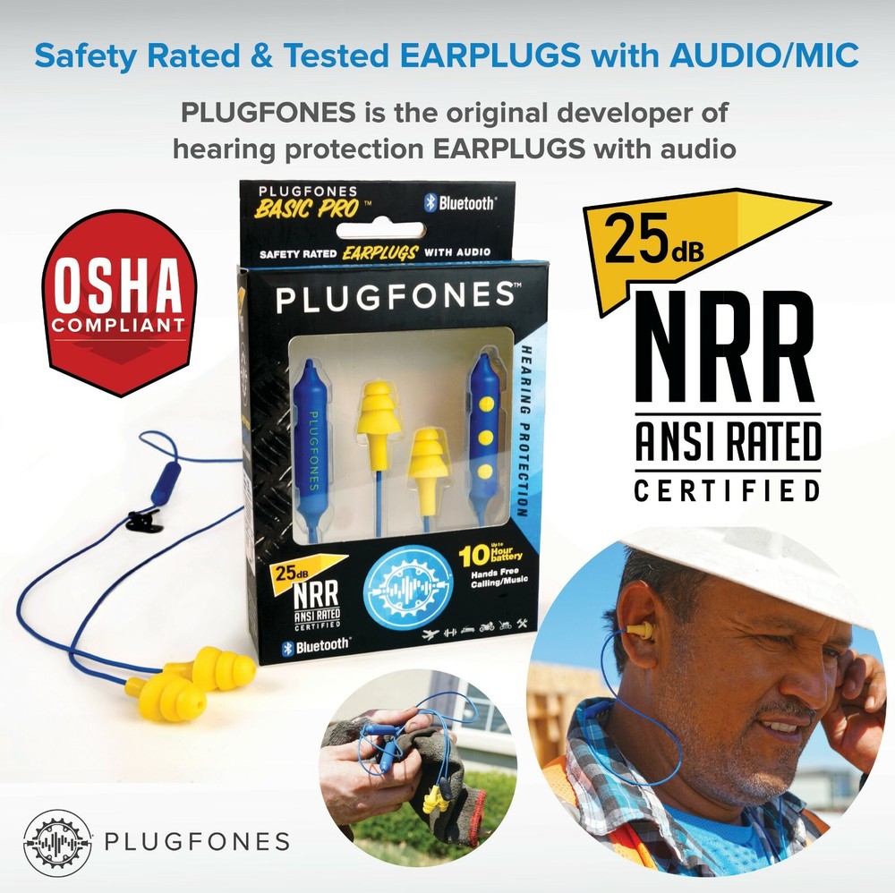 Plugfones Wireless BasicPro Bluetooth, Earplugs, Headphones! Blue Orange