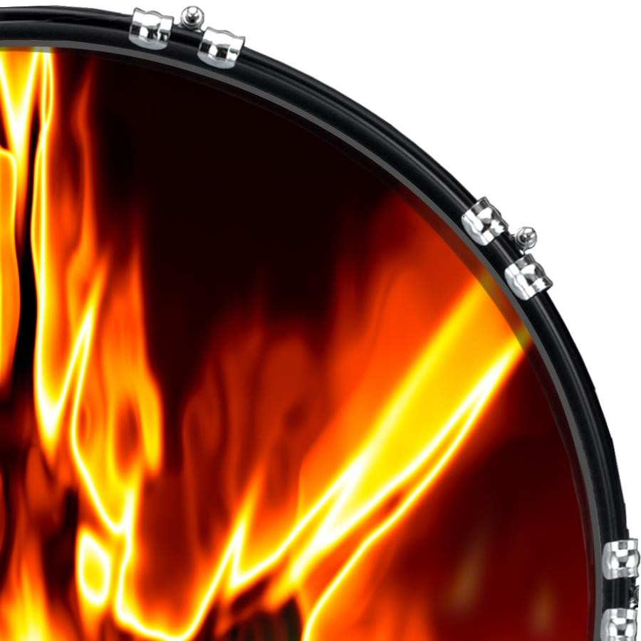 20" Custom Bass Kick Drum Front Head Graphical Fire 5