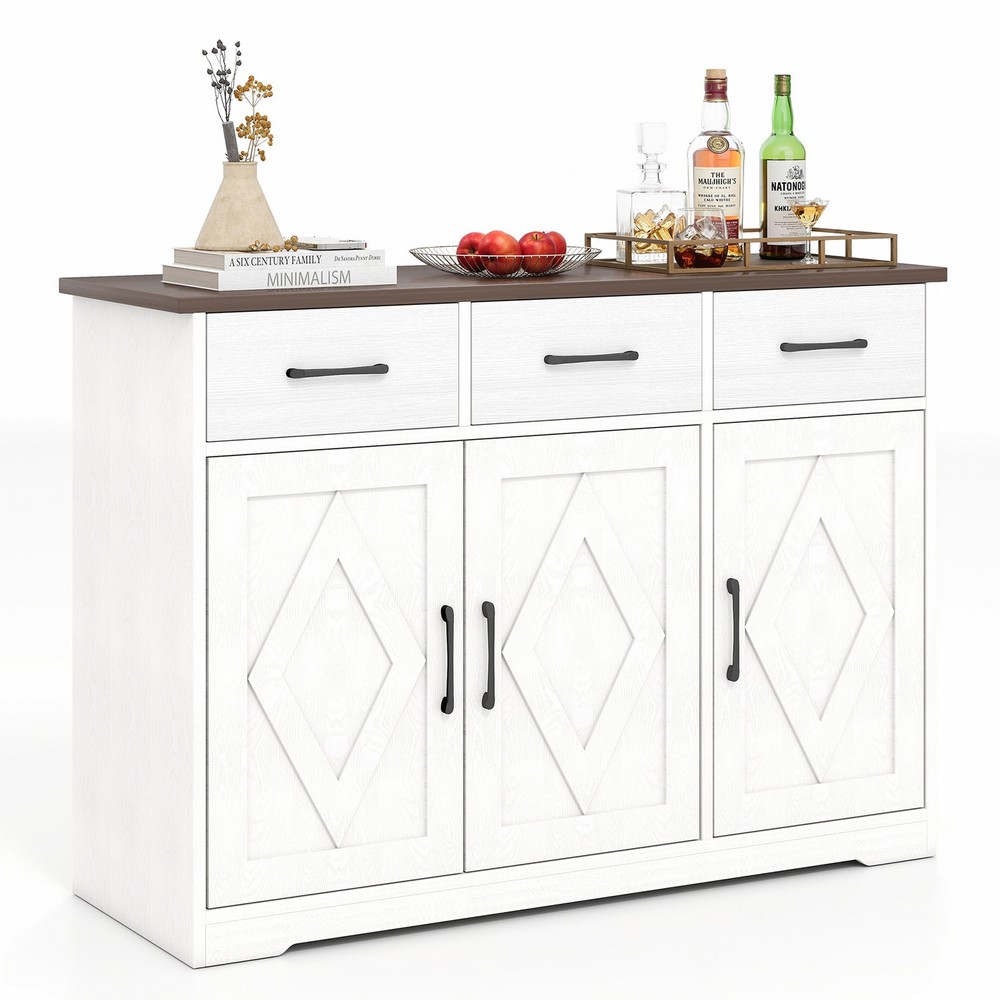 Modern Farmhouse Sideboard Large Capacity Multifunctional Buffet Storage Cabinet