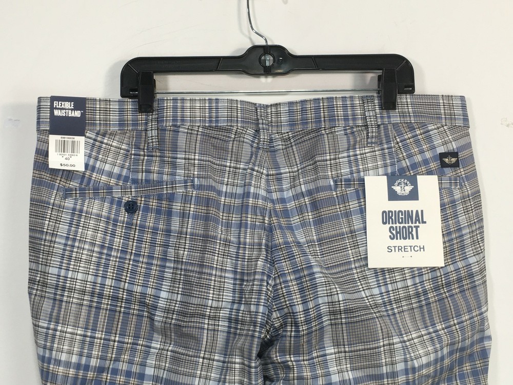 Dockers Flex Comfort Plaid Short, Size 40 - Blue/Multi Men's