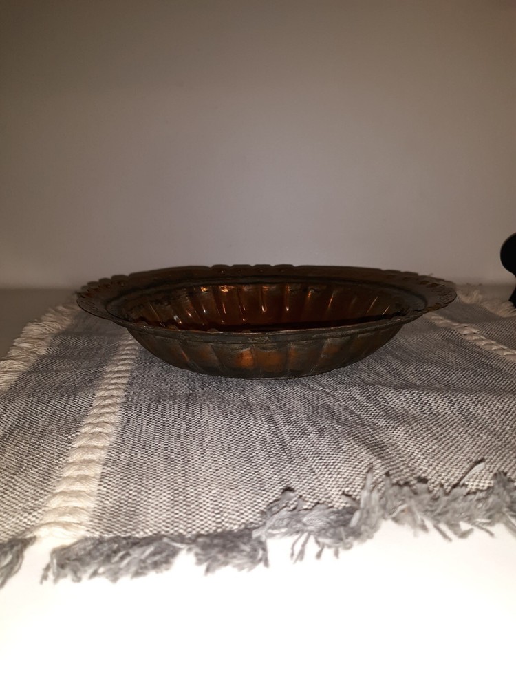 Antique Copper & Tin Hammered Ethnic Rustic Bowl, 8 1/2"