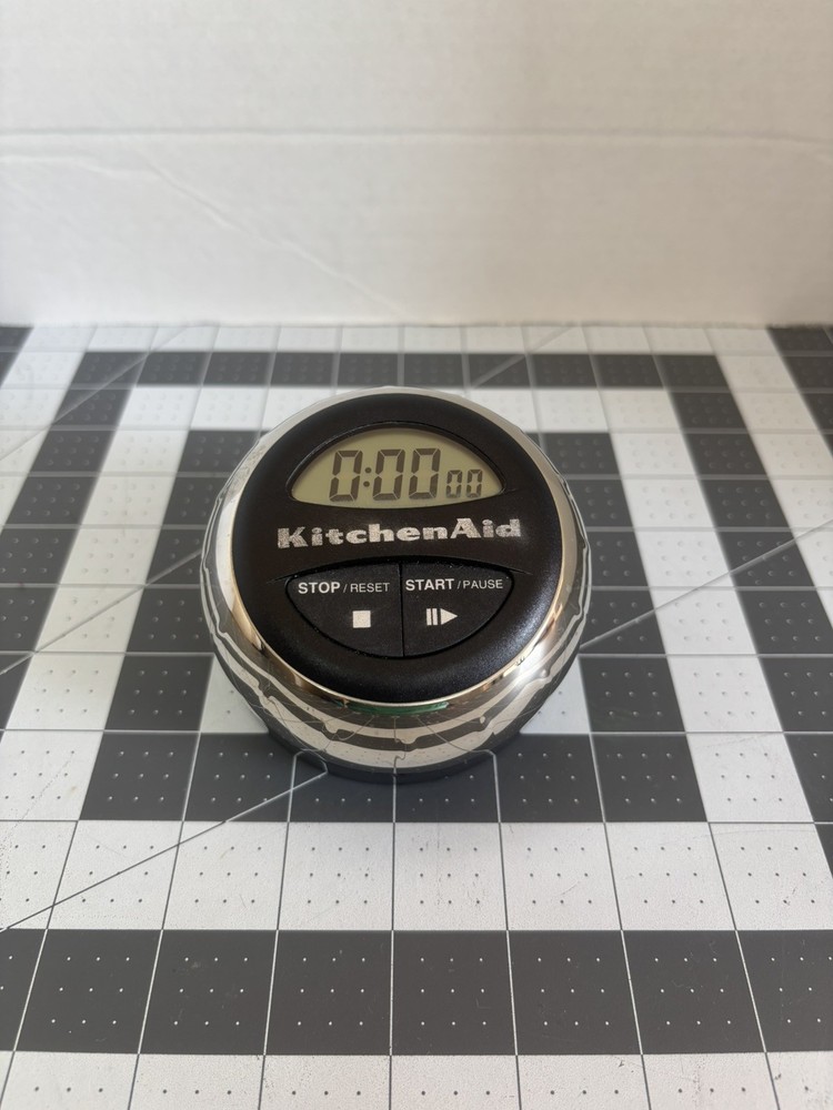 KitchenAid Digital Timer Black and Chrome - TESTED & WORKS! Battery Operated