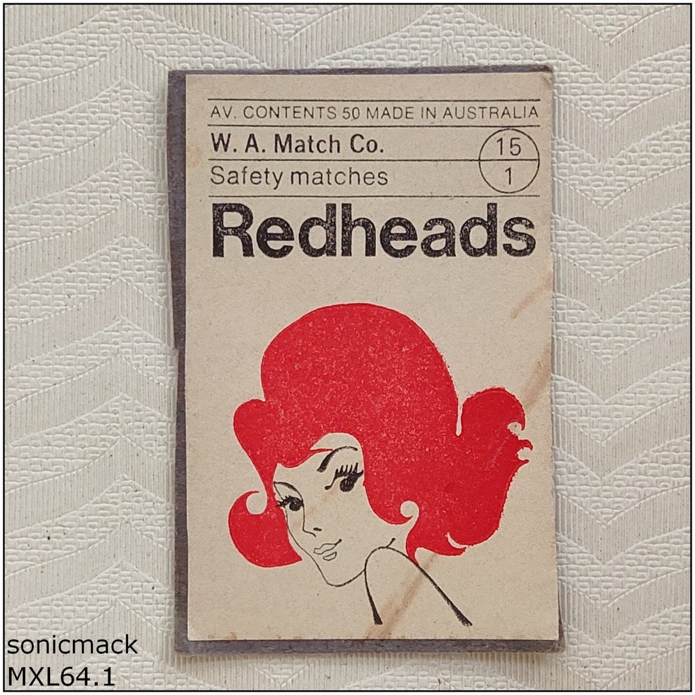 Redheads W.A. Match Co Matchbox Label (MXL64)